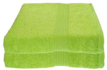 Julie Julsen 2er Pack Saunatücher vielen Farben Reine Baumwolle Qualität 500 GSM Strandtuch Apfelgrün 80 x 200 cm