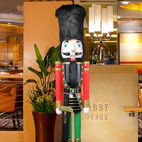 CDL 120cm 48 4Ft Tall Life-Size Large/Giant Christmas Wooden Nutcracker Soldier Ornament On Stand Holds Scimitar For Indoor Outdoor Xmas/Event/Ceremonies/Commercial Decoration(Red Soldier K06)