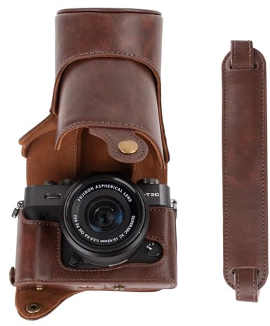 kinokoo Kameratasche für Fujifilm XT10 T20 XT30 XT30 II XT30 III, PU-Leder-Schutzhülle Fuji X-T30 III X-T30 II X-T30 X-T20 X-T10 mit 16-50 mm und 18-55 mm Objektiv – mit Schultergurt – Kaffee