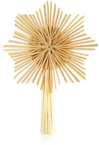 com-four® Stern Christbaumspitze aus Stroh, Weihnachtsbaumspitze Stern aus Stroh für Weihnachten, Tannenbaumspitze für Ihren Christbaum, 24,5 cm