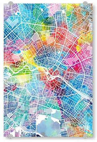 artboxONE Acrylglasbild 30x20 cm Städte Berlin map Watercolor - Bild Berlin Berlin map Cartography