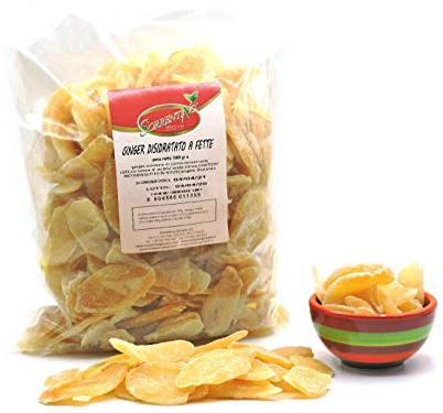 Zenzero disidratato a fette - pacchetto da 1 kg - zucchero di canna - senza zucchero cristallizzato - ginger di alta qualità - frutta disidratata - snack - candita - SORRENTINO
