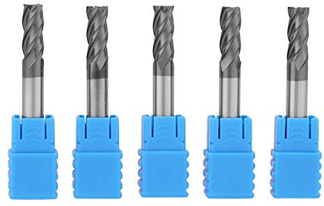 Jeanoko 5 Stück Hartmetall-Schaftfräser 4 Flöten-Schaftfräser Bitsatz Fräswerkzeug CNC-Fräser 6 mm Durchmesser x 50 mm Länge