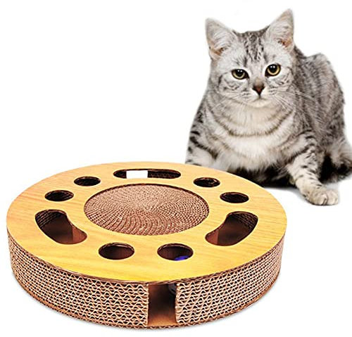 YQHWLKJ Pet Cat Scratcher Interactive Cat Scratcher Catnip Toys Gatito Rascador Cartón con Bolas
