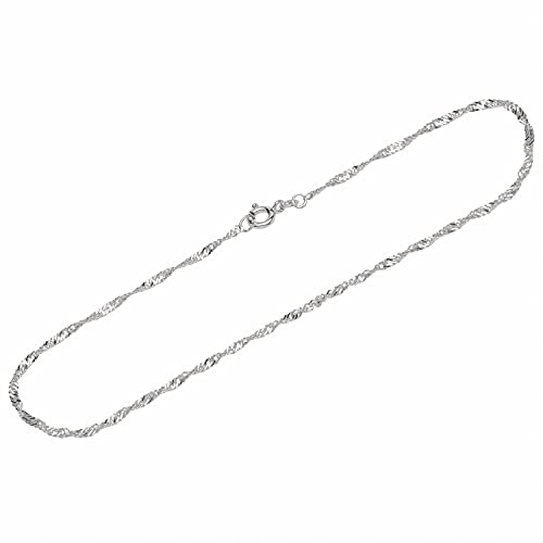 NKlaus Fotkedja 925 sterlingsilver 26 cm singaporekedja dam fotkedja diamant ny 12529, 26 centimeters, Sterlingsilver
