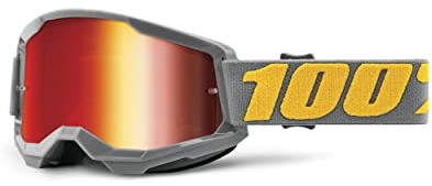 100% Strata 2 Izipizi Radbrille, Grau/Gelb, Spiegelglas Rot