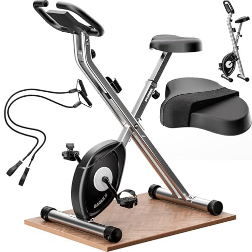 SPORTANA® Heimtrainer Fahrrad EAGLE 2-2in1 Ausdauer Ergometer - Klappbar - LCD Display - Höhenverstellbar - inkl. Fitnessbänder - Hometrainer, Fitnessbike, Workout Bike, Trimmrad, Indoor Bike