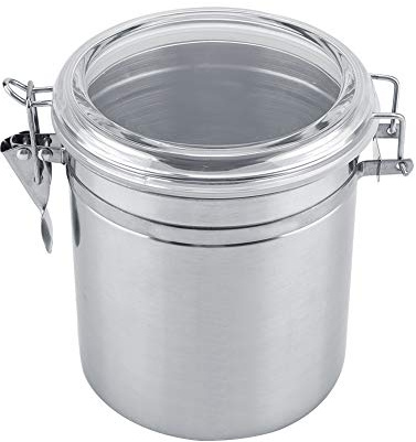 Stainless Steel Coffee canister, Airtight Coffee Container Vacuum Sealed Food Storage Jar Tea Bean Airtight Canister with Clear Lid for Bean Tea Sugar Cookies Home Cafe Restaurant(L)