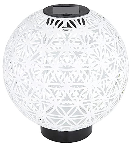 Solarlampe Kugelsolarleuchten für Außen orientalische Kugel LED Gartenkugeln Solar, Beton Optik in weiß Lichteffekt, 1x LED warmweiß, DxH 20x21 cm