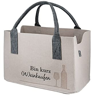 Generisch MF Filz Einkaufstasche Bin kurz (W) einkaufen Tragetasche, Handtasche, Geschenk, Einkaufstasche, Wein Geschenkidee Filz (Beige)