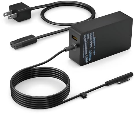 YURCIPWE Surface Pro Charger 65W, Surface Laptop Charger Compatible with Microsoft Surface Pro 11/10/9/8/7+/7/6/5/4/X, Surface Laptop 5/4/3/2, Surface Book 3/2, Surface Go 3/2/1 with 8.8ft Power Cord