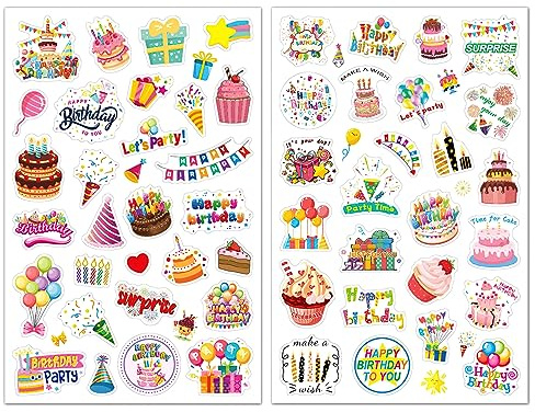 Juego de 6 pegatinas de cumpleaños para tarjetas, libro de invitados, álbum de fotos y decoración para fiestas llenas de amor