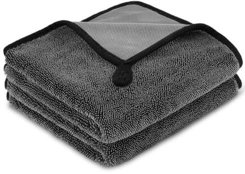URAQT Toalla Secado Coche, 2PCS 40 * 40CM Toalla Súper Absorbente Bayeta Microfibra, Bayeta Microfibra 650GSM, Toallas Microfibra Reutilizable para Pulir Coches o Motocicletas, Cocina, Cristal, Baño