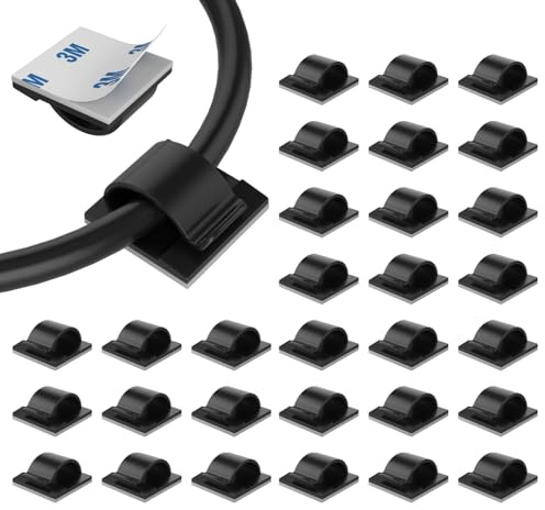 LinkDocs 30 Pieces Adhesive Cable Clips Wire Clips Cable Wire Management Wire Cable Holder Clamps Cable Tie Holder for Car, Office and Home