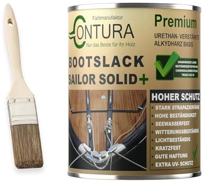 Contura Bootslack Premium Yachtlack Glänzend Holzlack Boot Thekenlack Klarlack Außen (1 Liter)