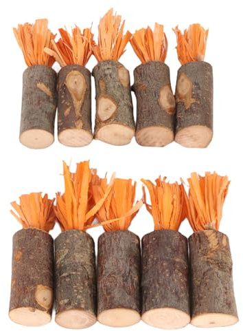 Asixxsix Bâtonnets à mâcher pour Lapin, 10 pièces, Jouets pour Hamster en Forme de Carotte, Jouets à mâcher pour Les Dents, bâtonnets à mâcher pour Cochon d'Inde en Bois de (Type de