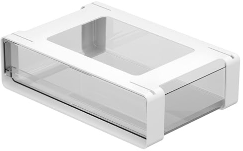 Gzsekken Under Desk Drawer Organizer Clear Under Desk Storage Box Pull-out Storage Organizer, Under Table with Self-Adhesive Tape Large Capacity Under Desk Storage for Home,Office