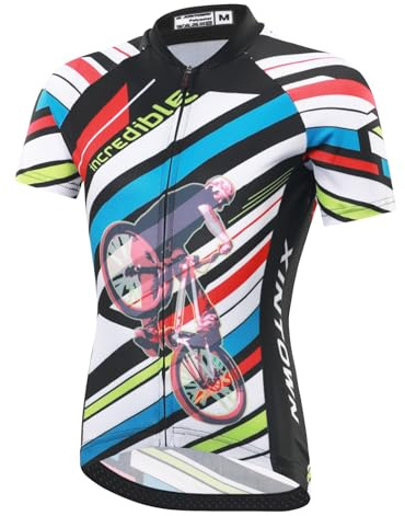 SXSHUN Enfants Garçons Filles Maillot de Cyclisme Sweatshirt Respirant Manches Courtes + Cuissard Shorts avec Coussin Combinaison de Cyslisme, Noir+Vélo(Maillot), 2XL