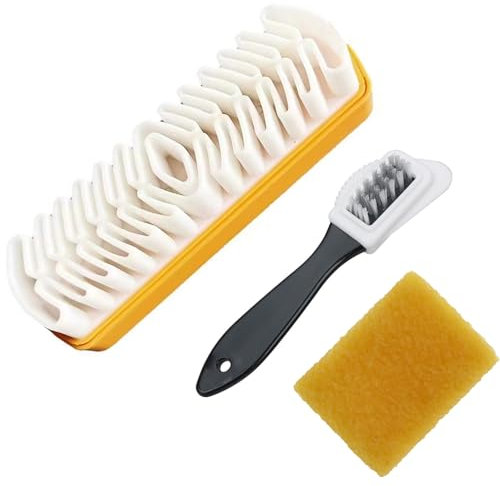 GIONAR 3 Stück Wildlederbürste für Schuhe Set, Vielseitige Raulederbürste mit Messingborsten und Radiergummi, Schuhreiniger für Nubuk, Wildleder, Veloursleder