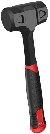 YIYITOOLS 2LB(32oz)Dead Blow Hammer-Heavy Duty One-Piece Forged Carbon Steel Construction, Rubber Mallet with Steel Ball-Filled Head, Anti-Vibration Grip for Precision&Control,Ideal for DIY,Automotive