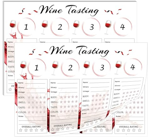 14 x 10 inch Wine Tasting Place mats Notepad 30 Count Wine Score Rating Sheet for Single Party, Girls Night Out Party Decorations