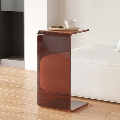 Beistelltisch aus Acryl, C-förmiger Nachttisch, dicker, durchsichtiger Couchtisch aus Acryl für kleine Räume, Nachttisch und Beistelltisch aus Glas, vielseitiger Schoßschreibtisch und Couchtisch