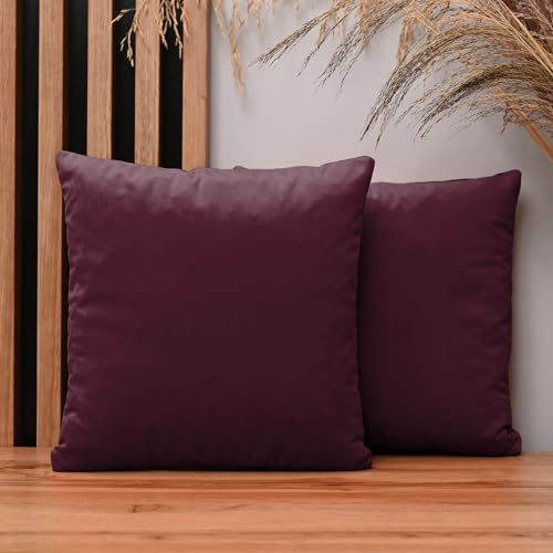 MG Design 2er Set Kissenbezüge 35 x 35 cm in Dunkelrot – mit Reißverschluss, samtig-weich mit dezentem Schimmer, pflegeleicht & langlebig
