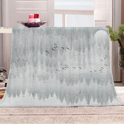 Wolldecken Flauschige Flanell Fleecedecke 70X100Cm Schwalbenwaldlandschaft Muster Wohndecken Kuscheldecken Für Kinder, Extra Dicke Warm Couch/Sofadecke, Kuschelig Weich & Pflegeleichte