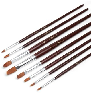 Elan Filbert penselset, 8 st syntetiska nylonborstar, konstnär Filbert målarpensel set, kort handtag penslar för akryl och gouache-målning