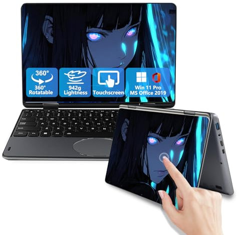 LONGEVINCE Ordinateur Portable Convertible 2-en-1 À Écran Tactile De 11 Pouces, Celeron N100,16 Go DDR4, 1920 * 1200 IPS, Clavier Rétroéclairé,Pavé Tactile Ovale (Gris,16+ 512G SSD)