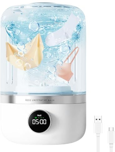 Mesen Portable Washing Machine, Rechargeable 4000mAh Cordless Mini Washing Machines, 1L Underwear Washing Machine, Collapsible Compact Washer for Baby Clothes, Underwear, Camping, RV Travel, Apartment