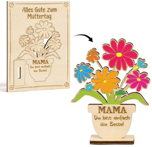 MEJOSER Muttertagskarte Blumen mit Umschlag Holz Mama Karte Geschenke für Mama Muttertagsgeschenk Muttertag Geschenk Beste Mama der Welt Geburtstag