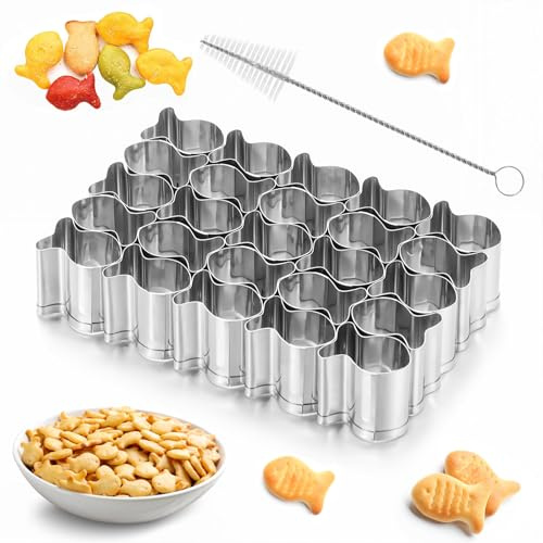 ASBEEN Goldfish Cracker Cutter, 25 Cavity Mini Gold Fish Cutter, Stainless Steels Goldfish Cutter, Goldfish Cookie Cutter for DIY Baking