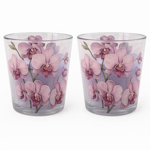 Set di 2 candele profumate, candele aromatiche, candele in vetro, candele per fiori, candele estive, candele da giardino, candele orchidee, orchidee, orchidee, orchidee, 115 g, fresia, peonia e