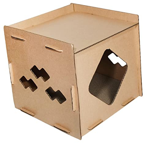 TOYANDONA Katzenhaus aus Kratzpappe Zweistöckiges Kratzbrett für Katzen Langlebiges und Stabiles Design Schlafplatz und Sicher für Ihre