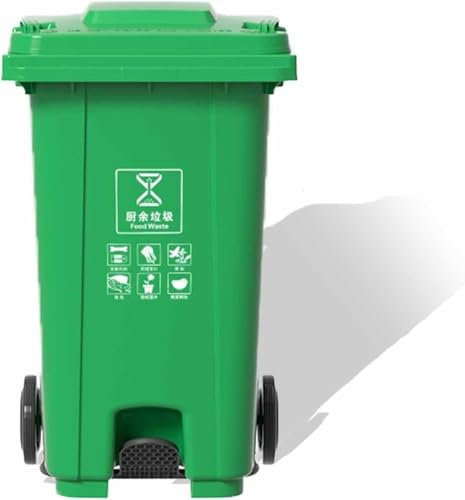 UCKYSU Contenedor Basura Grande For Cocina Exterior Resistente Comercial Manos Libres Con Pedal(Green,100L)