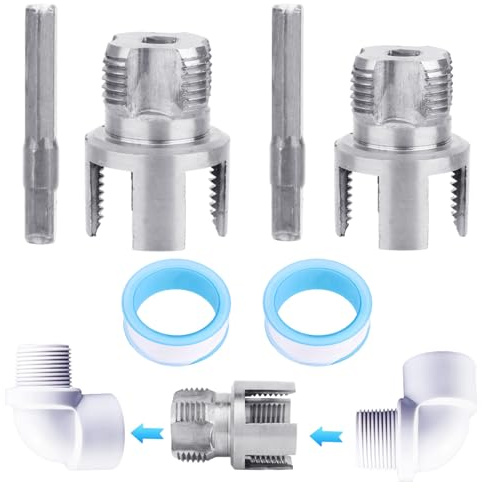 2uds Herramienta Integrada Roscado Interno & Externo Tubería para Taladro Eléctrico, Terrajas 1/2'' & 3/4'' Herramienta Corte Rosca Tubería Doble Función para Tubos de PVC Plástico Terraja