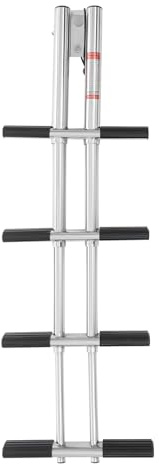 Scala telescopica a 4 livelli in acciaio inox 304, lunghezza regolabile 44-105 cm, portata massima 408 kg, con gradini antiscivolo e supporto in ABS, ideale per barche e yacht e piscine
