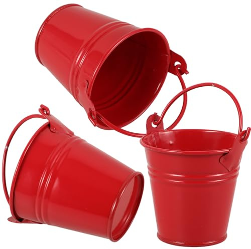 VICASKY 3 Stück Eisenblumentopf Rot für Sukkulenten Gartenpflanzgefäß und Blumentopfverzierung für Haus Balkon und Terrasse Zinktöpfe