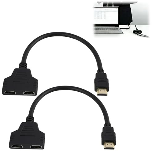2 pcs HDMI Splitter Adapter, 30 cm, HDMI Adapter 2 in 1 Out, HDMI Doppelstecker Kabel, HDMI Verteiler zum Wechseln zwischen zwei Monitoren, Full HD 1080p HD MI Mehrfachstecker für TV, Beamer, Konsole