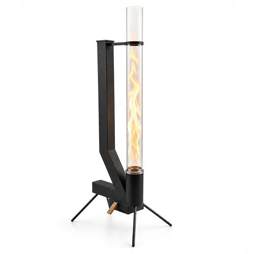 HEAT Pellets Feuerrohr Hollum - Moderner Pelletfackel - Feuersäule Outdoor - Terrassenheizer Rauchfrei - Für Terrasse und Garten - Stilvolles Schwarz