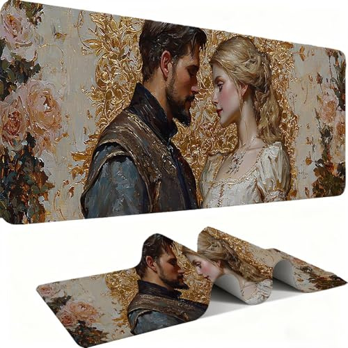 Tapis de Souris 600x300mm Tapis Souris Gamer, Mousepad de Bureau Ultra Mince Base en Caoutchouc Antidérapante Lavable la Vitesse et la précision Améliorées pour PC, Ordinateur, Travail-Couples C0P-392
