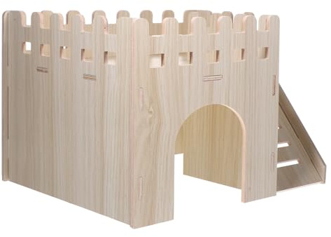 Artibetter Maison en Bois Beige Cachette Confortable avec Double Étage et Échelle et Facile à Nettoyer pour Petits Animaux pour Hérissons et Cochons d'Inde