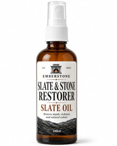 Emberstone Slate Oil Restorer 100ml - Premium Natural Stone Cleaner, Polish & Enhancer for Fireplace Hearths, Floor Tiles & Outdoor Slate - Revives Colour, Prevents Stains & Repels Water