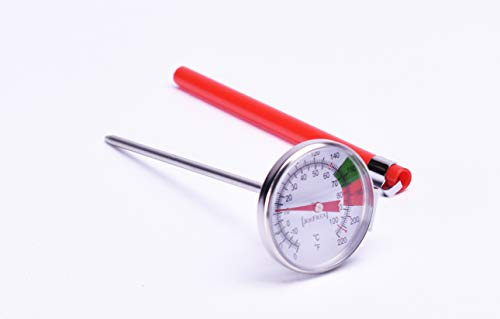 Thermometer mit Halterung aus Edelstahl für Milchkännchen - Eintauchthermometer - Spezialthermometer für Barista