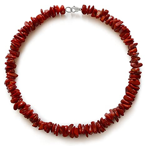 Vifaleno Korallhalsband, naturlig korall, röd, 10–14 mm, 43 cm (17 tum)