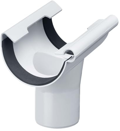 INEFA Manchon d'écoulement demi-rond 150mm/100mm Blanc PVC | Manchon à suspendre en plastique accessoire de gouttière, montage par emboîtement facile, Made in Germany