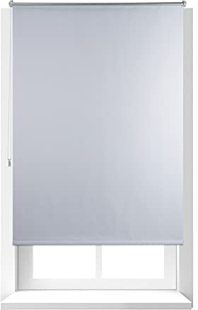 Relaxdays Thermo Verdunklungsrollo, Hitzeschutz, Fenster Seitenzugrollo, Klemmfix ohne bohren 110x160, Stoff 106cm, weiß