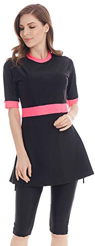 ShuoBeiter Muslimischer Badeanzug Neu Muslimische Bademode Burkini für Damen Frauen Mädchen Hijab Short Sleeve Islamische Schwimmanzug UV Schutz Bescheiden Muslim Swimwear