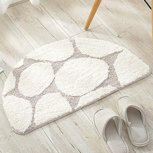 FCS Bathroom Badematte Badvorleger Halbrund Waschbar Badeteppich Weich Duschvorleger rutschfest Antibakteriell aus Mikrofaser, 50x80cm (Color : White, Size : 40×60cm)